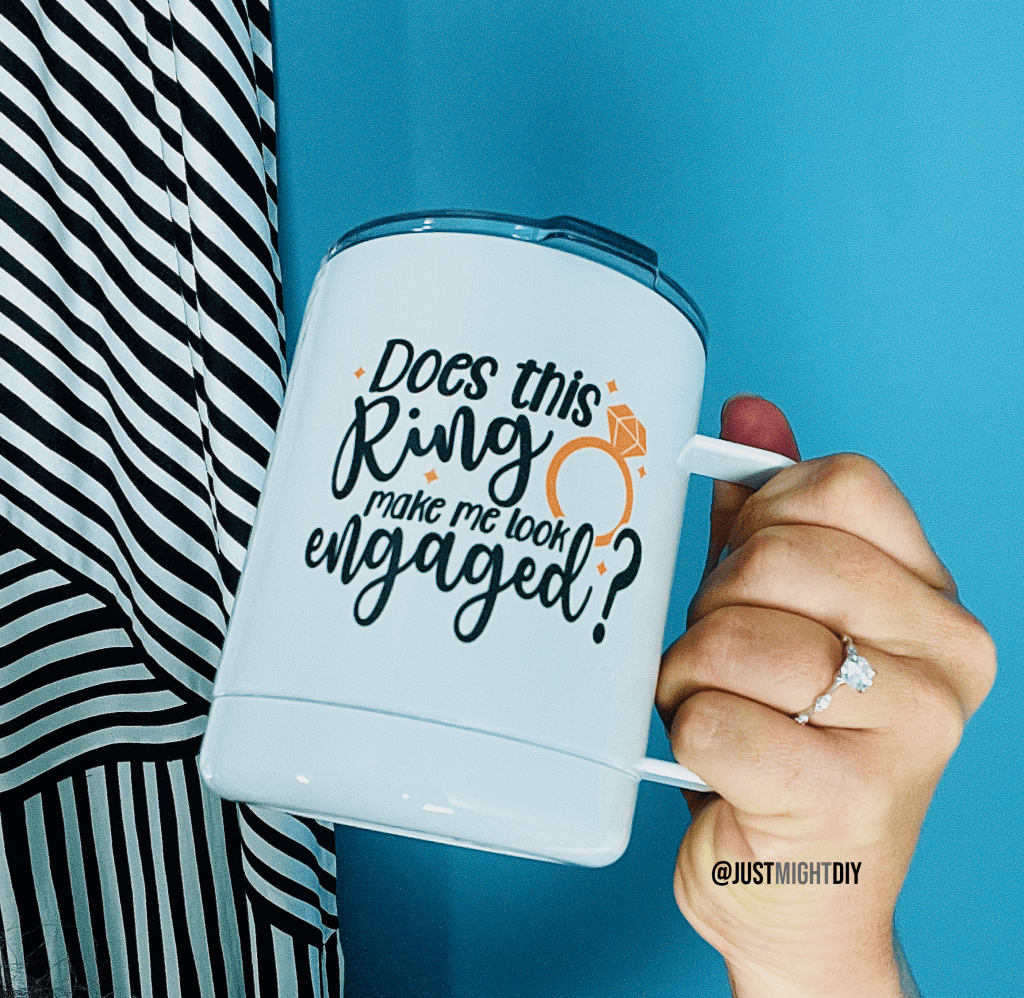 Does this ring make me look engaged sublimation engagement announcement mug