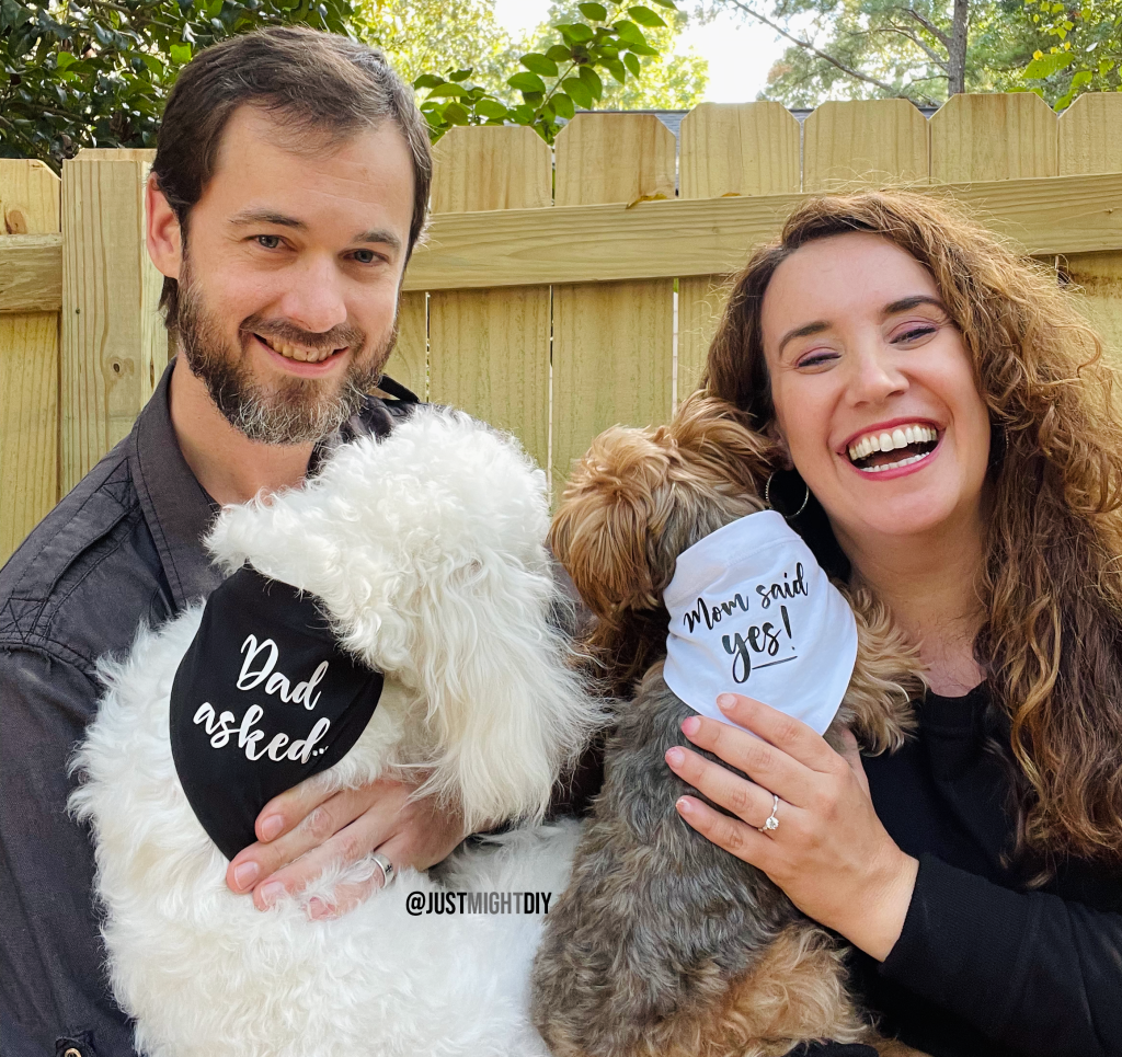 Engagement announcement dog bandanas